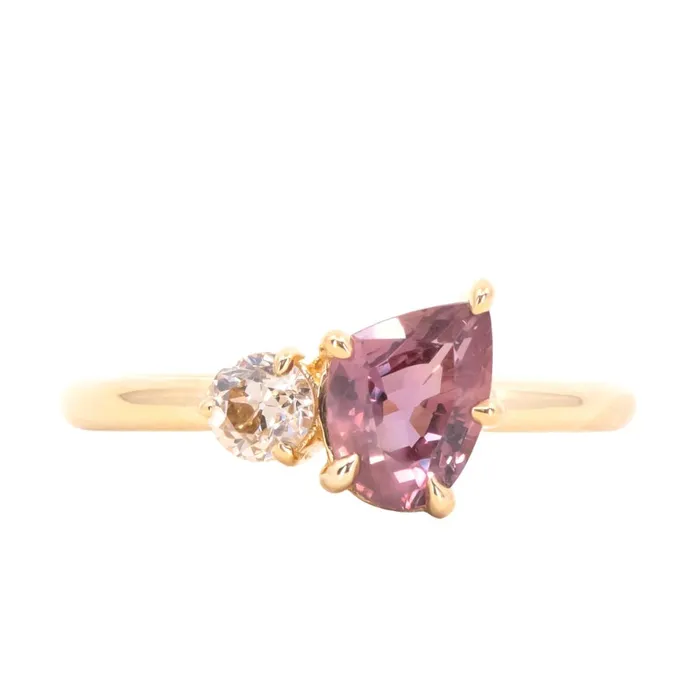 Rings Anueva Jewelry 141ct Ruby and 025ct Antique Old European Cut Diamond Ring in 18k Yellow Gold