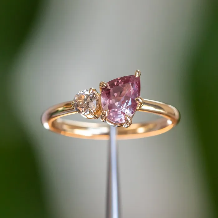 Rings Anueva Jewelry 141ct Ruby and 025ct Antique Old European Cut Diamond Ring in 18k Yellow Gold