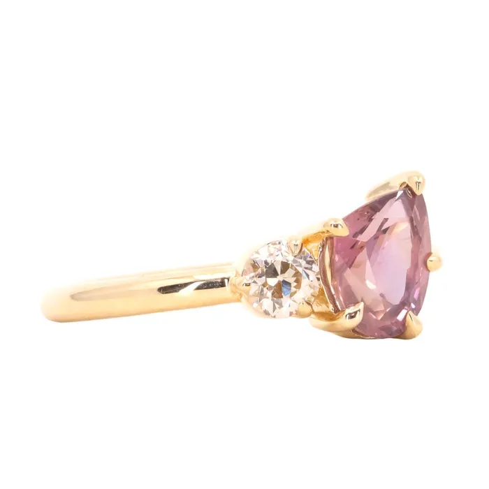 Rings Anueva Jewelry 141ct Ruby and 025ct Antique Old European Cut Diamond Ring in 18k Yellow Gold