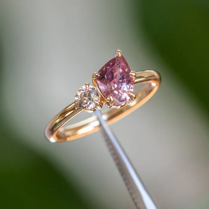 Rings Anueva Jewelry 141ct Ruby and 025ct Antique Old European Cut Diamond Ring in 18k Yellow Gold