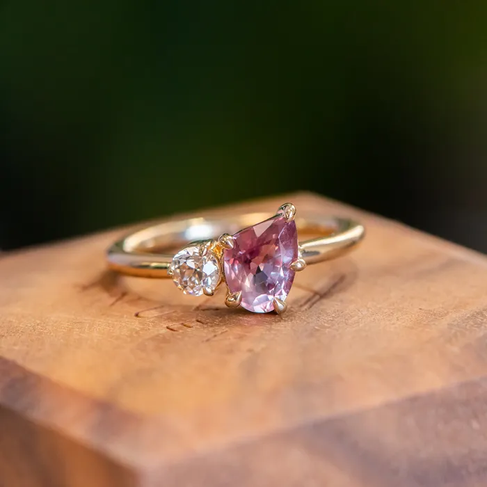 Rings Anueva Jewelry 141ct Ruby and 025ct Antique Old European Cut Diamond Ring in 18k Yellow Gold