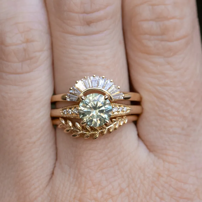 Rings Anueva Jewelry 167ct Minty Montana Sapphire Four Prong Low Profile Milgrain and Diamond Ring in 14k Yellow Gold