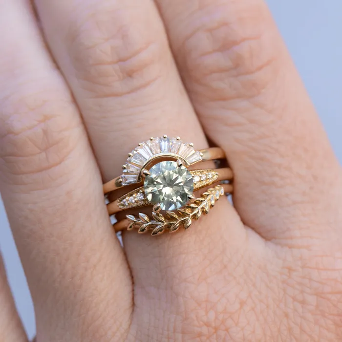 Rings Anueva Jewelry 167ct Minty Montana Sapphire Four Prong Low Profile Milgrain and Diamond Ring in 14k Yellow Gold