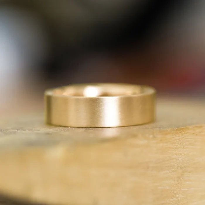 Rings Anueva Jewelry Flat Plain Mens Band 6mm Wedding Band Recycled Gold
