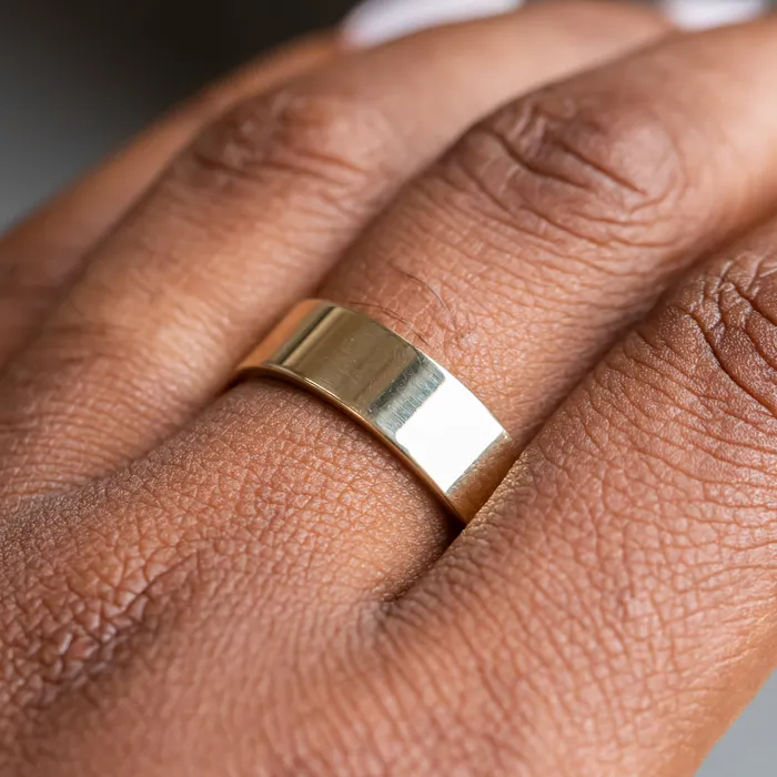 Rings Anueva Jewelry Flat Plain Mens Band 6mm Wedding Band Recycled Gold