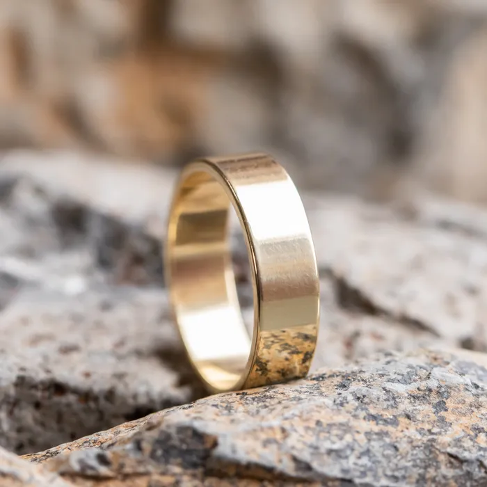 Rings Anueva Jewelry Flat Plain Mens Band 6mm Wedding Band Recycled Gold