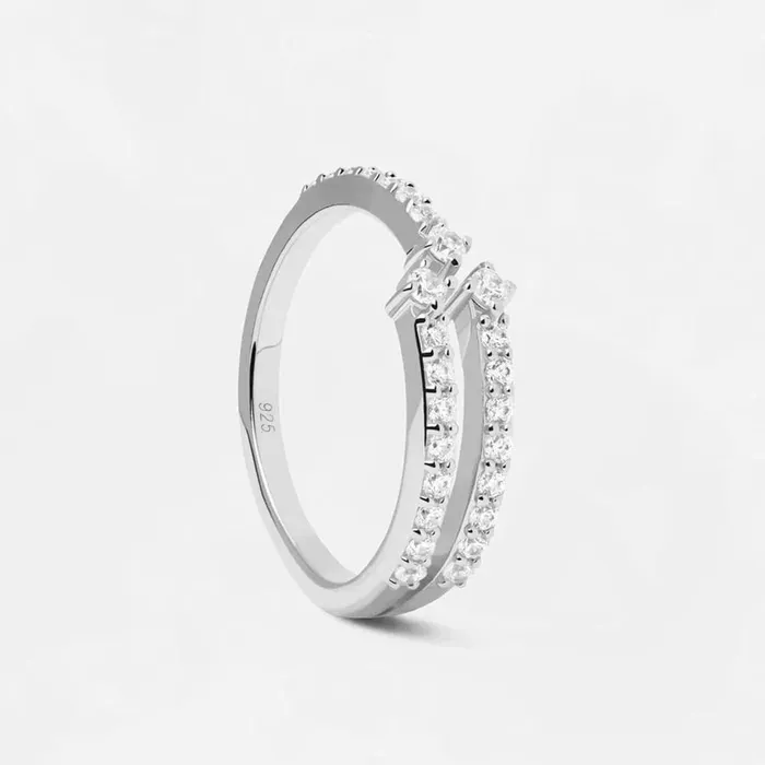 Rings Mabel Love 925 Sterling Silver Open CZ Flower Ring set