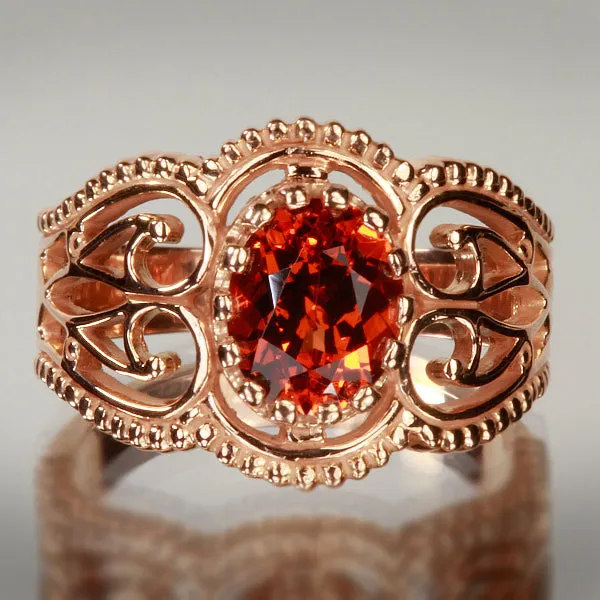 Rings Moriartys Gem Art 14K Rose Gold Antique Style Spessartite Garnet Ring Rings Moriartys Gem Art 14K Rose Gold Antique Style Spessartite Garnet Ring