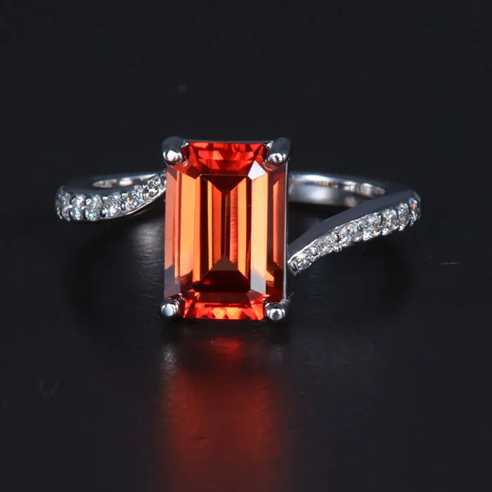 Rings Moriartys Gem Art 14K White Gold Emerald Cut Zircon and Diamond Bypass Ring 340 Carats Rings Moriartys Gem Art 14K White Gold Emerald Cut Zircon and Diamond Bypass Ring 340 Carats