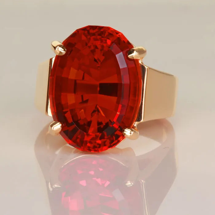 Rings Moriartys Gem Art Deep Color Fine Citrine Estate Ring in 14k Yellow Gold 854ct