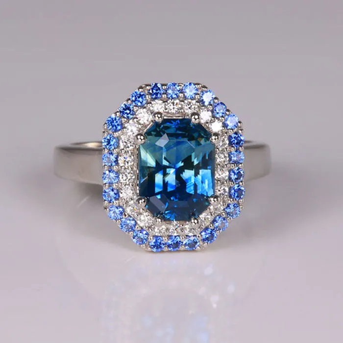 Rings Platinum Barion Style Emerald Cut Sapphire Ring 323 Carats Moriartys Gem Art Rings Platinum Barion Style Emerald Cut Sapphire Ring 323 Carats Moriartys Gem Art