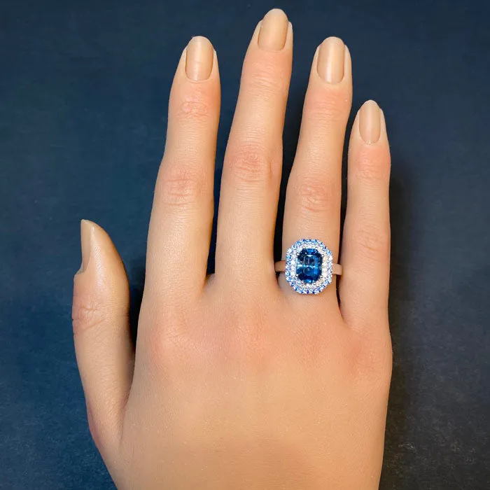 Rings Platinum Barion Style Emerald Cut Sapphire Ring 323 Carats Moriartys Gem Art