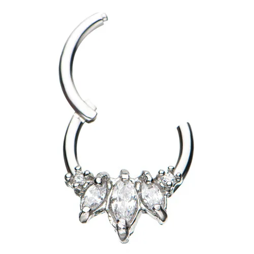 Rings Stainless CZ Princess Hinged Segment Ring Tulsa Body Jewelry
