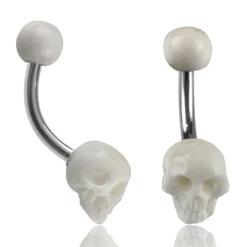 Rings Tulsa Body Jewelry Carved Bone Skull Belly Ring