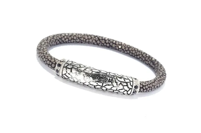 Samuel B Bracelets Stingray Leather Bracelet Gray