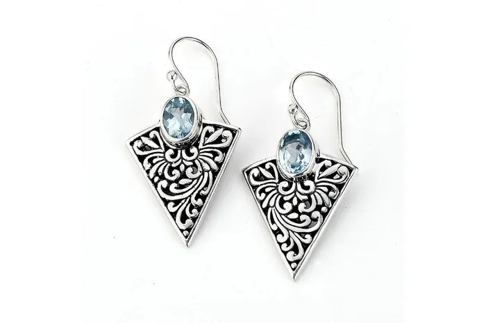 Samuel B Earrings Arrowhead Earrings Blue Topaz