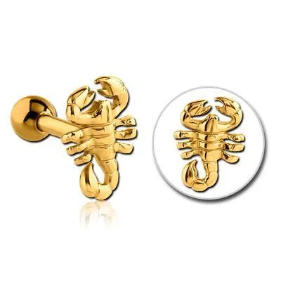 Scorpion Gold Cartilage Barbell Tulsa Body Jewelry PreStyled Sets