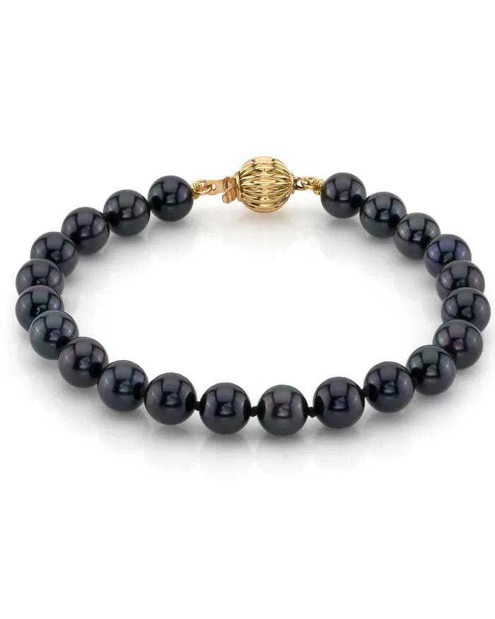 SPT Bracelets Black Japanese Akoya Pearl Bracelet 6570mm
