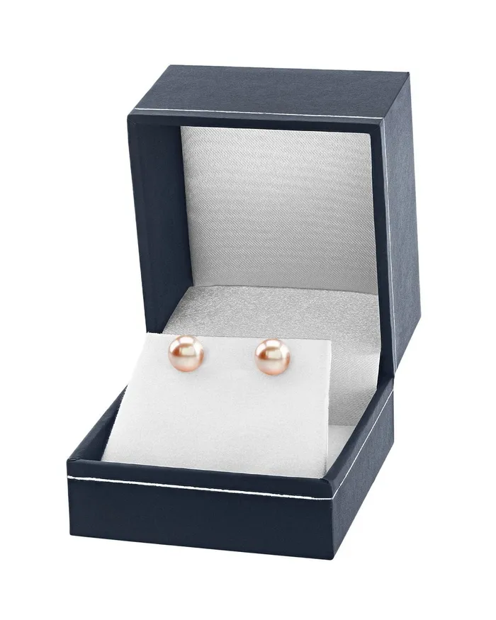 SPT Earrings 8mm Peach Freshwater Round Pearl Stud Earrings