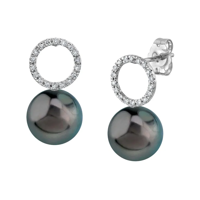 SPT Earrings Tahitian South Sea Pearl Diamond Maya Earrings