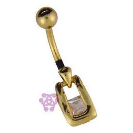 Square Gem Gold Belly Dangle Tulsa Body Jewelry PreStyled Sets