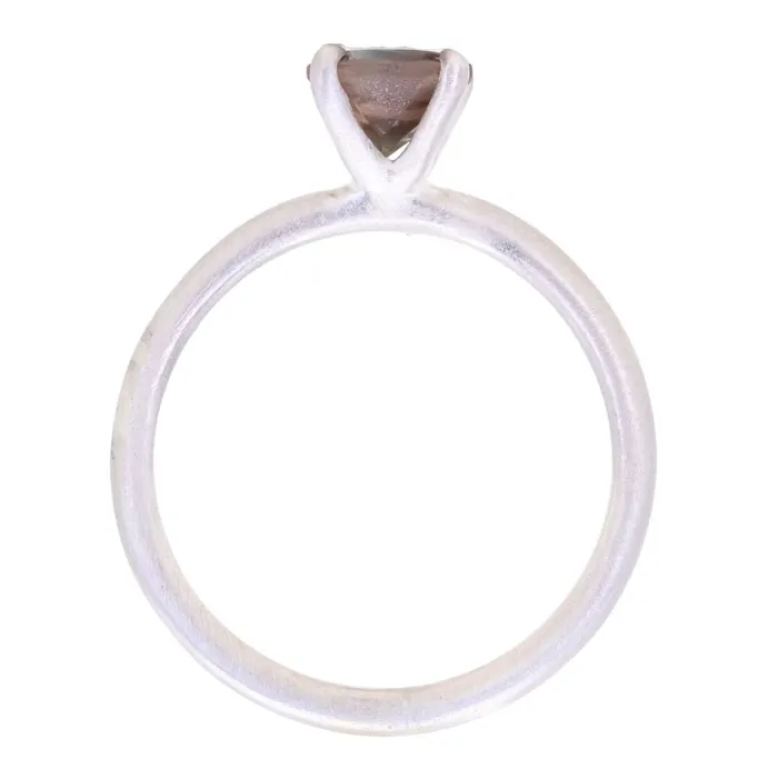 Sunstone Rings 076ct Round Oregon Sunstone Solitaire Ring in Satin Sterling Silver