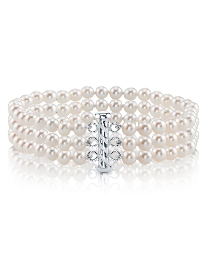 Triple White Freshwater Pearl Bracelet SPT Bracelets