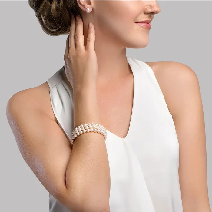 Triple White Freshwater Pearl Bracelet SPT Bracelets