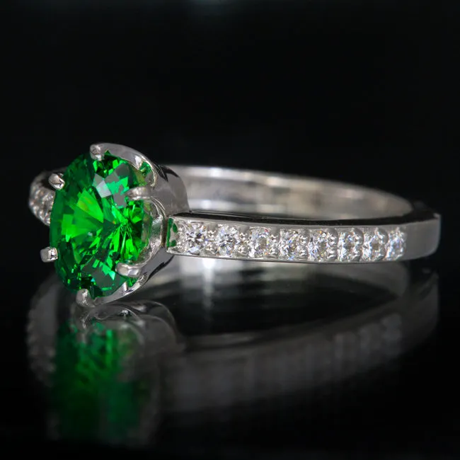 Tsavorite Garnet and Diamond Ring 123 Carat Moriartys Gem Art Rings