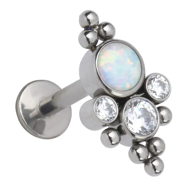 Tulsa Body Jewelry Charm Necklaces 16g CZ Opal Beaded Cluster Titanium Labret