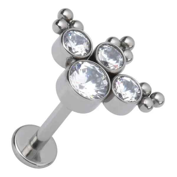 Tulsa Body Jewelry Charm Necklaces 16g CZ TriCluster Titanium Labret