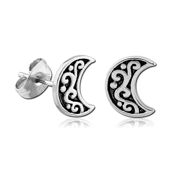 Tulsa Body Jewelry Earrings Moon Stainless Stud Earrings
