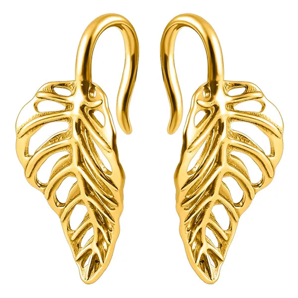 Tulsa Body Jewelry Leaf Gold Hangers Earrings