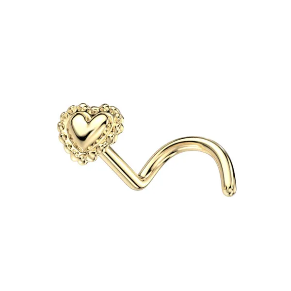 Tulsa Body Jewelry Necklaces Beaded Heart Yellow 14k Gold Nostril Screw
