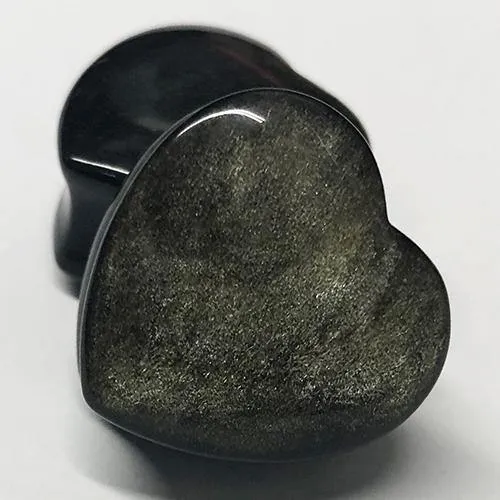 Tulsa Body Jewelry Necklaces Golden Obsidian Heart Plugs