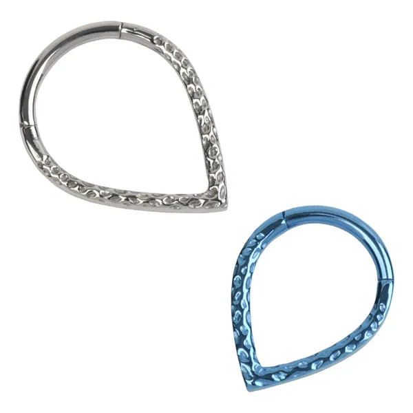 Tulsa Body Jewelry Rings Hammered VShape Titanium Hinged Ring