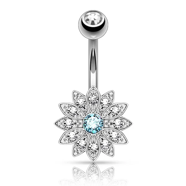 Tulsa Body Jewelry Rings Paved Flower Belly Ring Tulsa Body Jewelry Rings Paved Flower Belly Ring