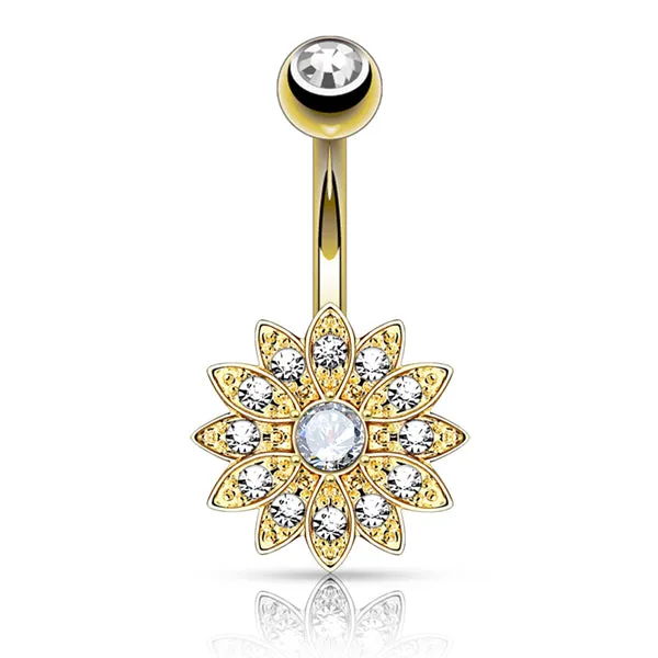 Tulsa Body Jewelry Rings Paved Flower Belly Ring Tulsa Body Jewelry Rings Paved Flower Belly Ring