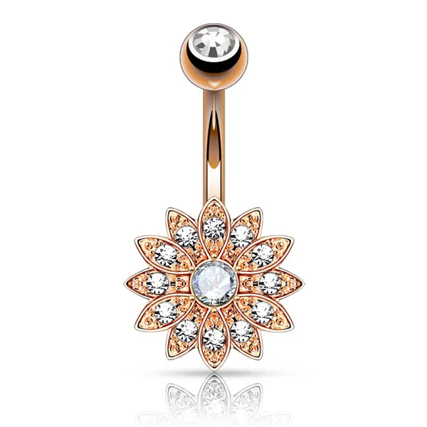 Tulsa Body Jewelry Rings Paved Flower Belly Ring Tulsa Body Jewelry Rings Paved Flower Belly Ring
