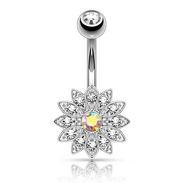 Tulsa Body Jewelry Rings Paved Flower Belly Ring Tulsa Body Jewelry Rings Paved Flower Belly Ring