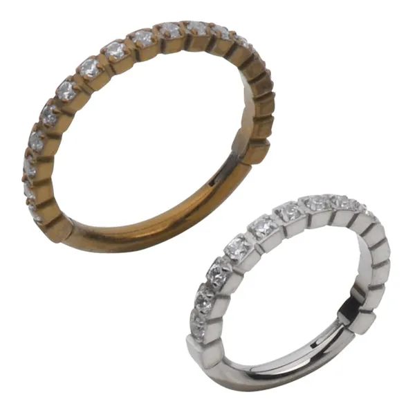 Tulsa Body Jewelry Rings Paved SideCZ Titanium Hinged Ring
