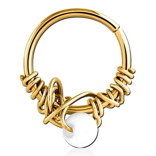 Tulsa Body Jewelry Rings Pearl Wrapped Gold Continuous Ring