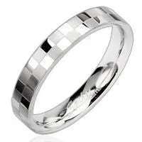 Tulsa Body Jewelry Rings Stainless Checker Engraved Ring