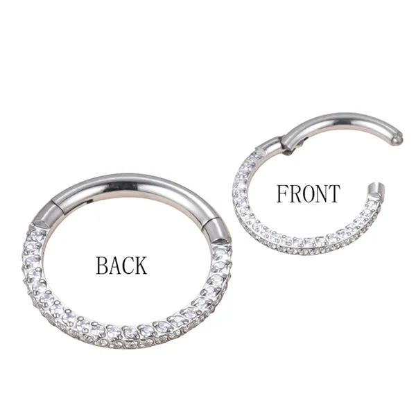 Tulsa Body Jewelry Rings Super CZ Titanium Hinged Ring