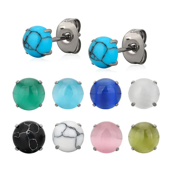 Turquoise Titanium Stud Earrings Tulsa Body Jewelry Earrings