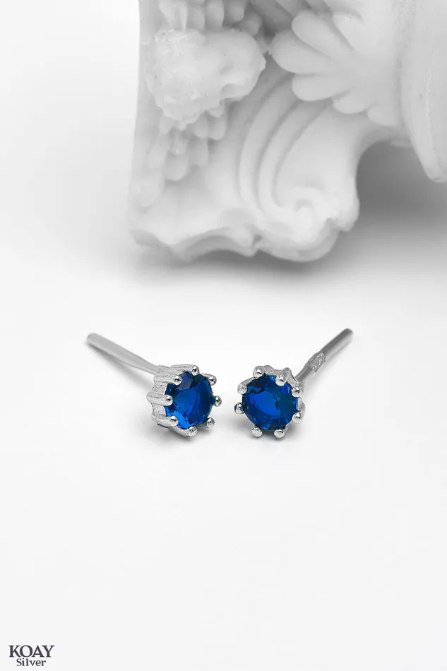 Zircon 031 Navy Earring KOAY Silver Store Earrings
