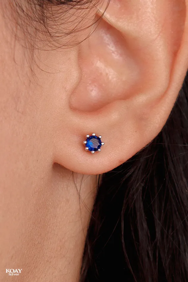 Zircon 031 Navy Earring KOAY Silver Store Earrings